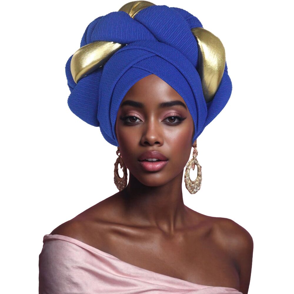 4089 African Turban Head Wrap Braid Beanie Cap Headwear Crystals Twisted